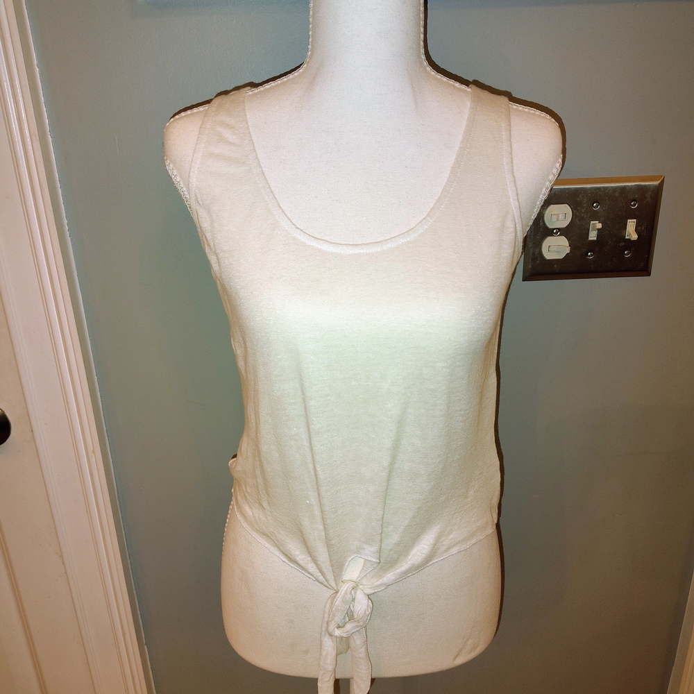 cupcakes & cashmere Cream Tie-Front‎ Tank Top Xs Boutique